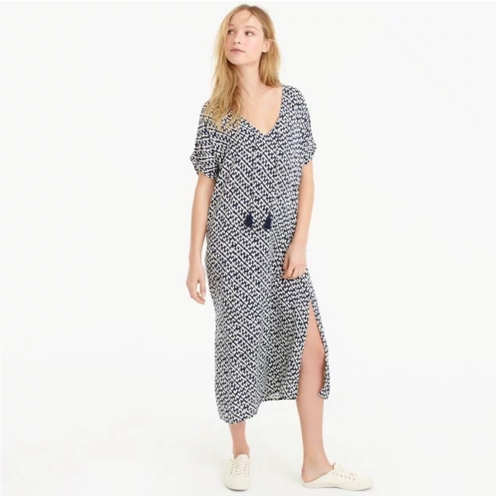 J.Crew Women’s Caftan In Abstract Heat Print Slit Long Dress Size S